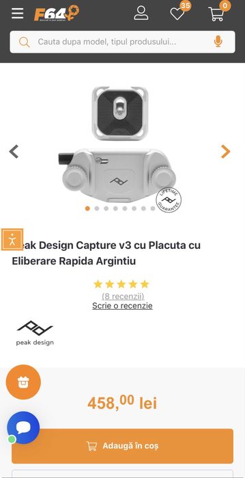 Peak Design Capture v3 cu Placuta cu Eliberare Rapida