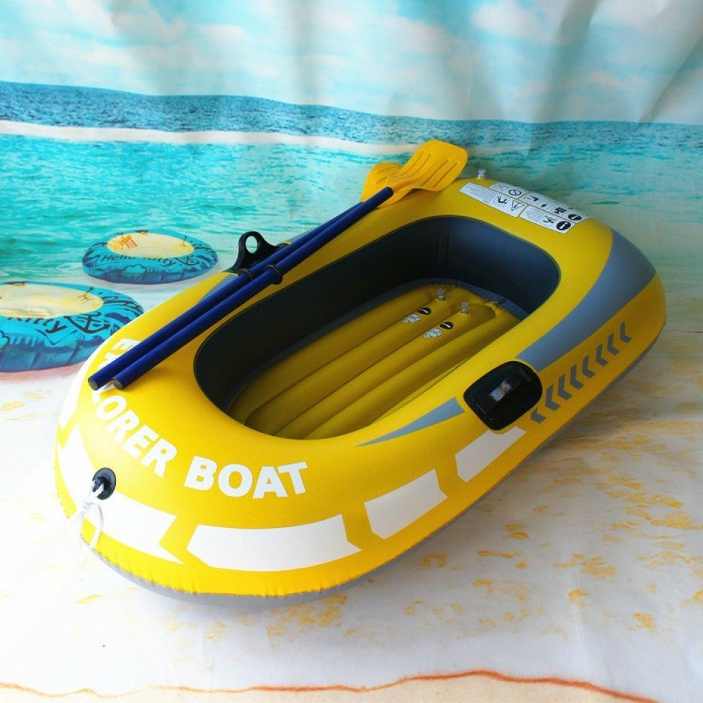 Едноместна надуваема каучукова лодка с PVC защита, помпа и гребла / Ра