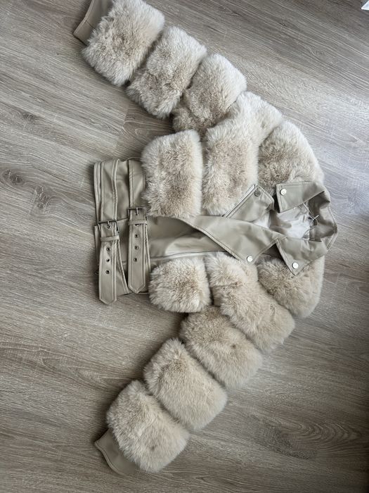 Geaca de piele / blana crem/bej