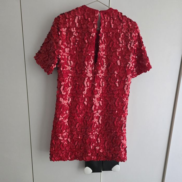 Рокля с пайети, червена Zara, размер M.