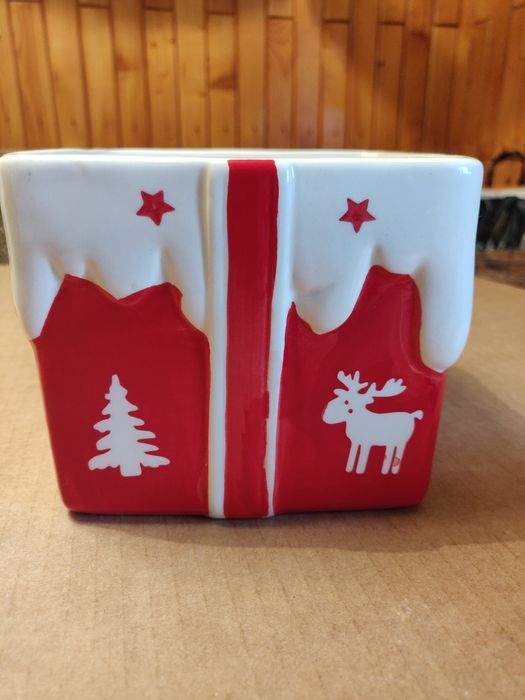 Cutie ceramică Crăciun cu fundita si reni