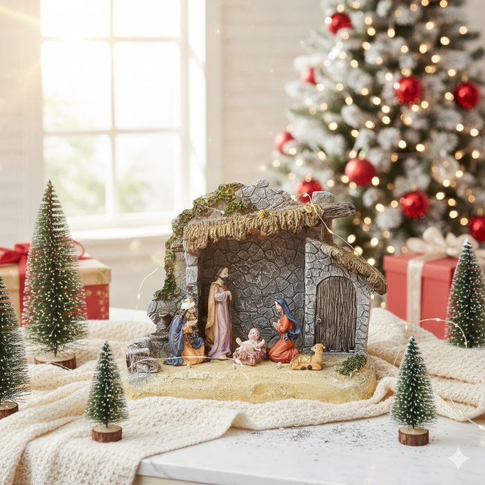 Коледна украса „Рождество Христово“ – готова настолна композиция