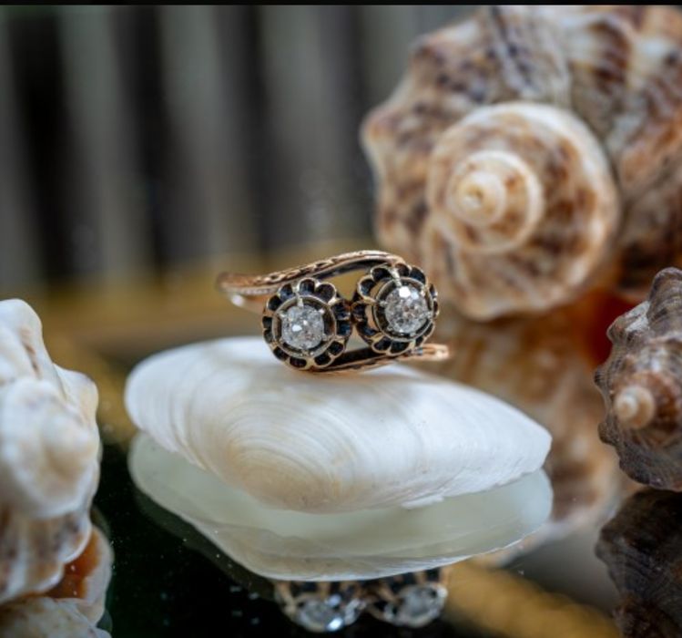 Inel Vechi Aur 18K Diamante Certificat - Toi Et Moi