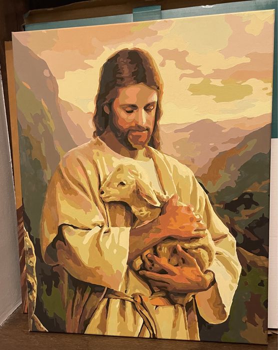 Icoana pictata manual Iisus Hristos Pastorul