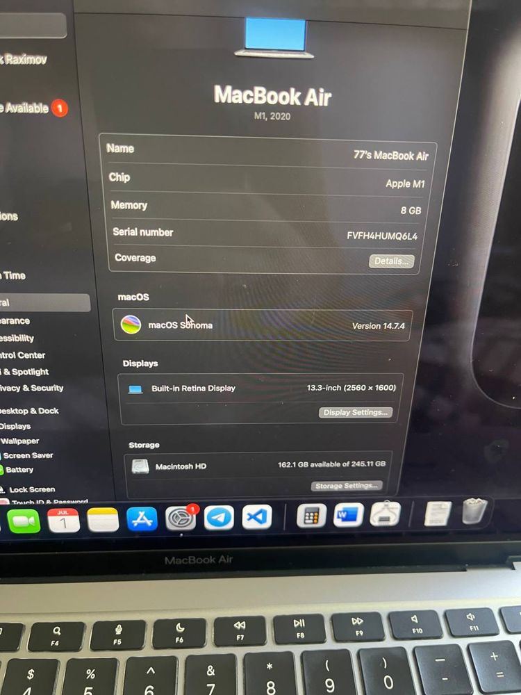 Macbook Air m1  8/256