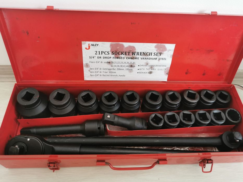 Trusa 21 piese tubulare impact, 17-50 mm, prindere 3/4 camion