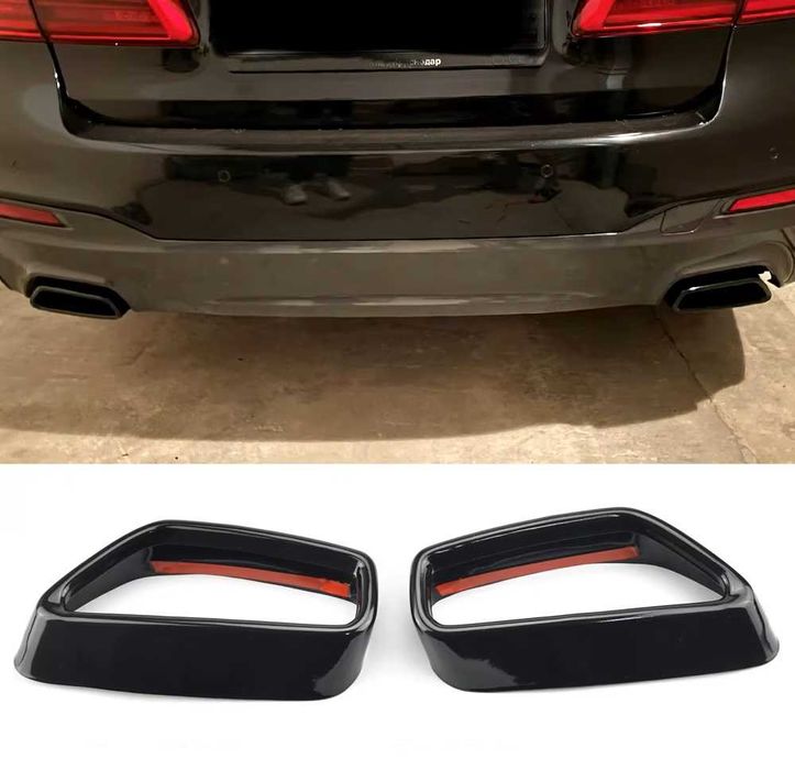 Set 2 Ornamente Metalice Toba Esapament Negru Glossy Bmw Seria 5 G30