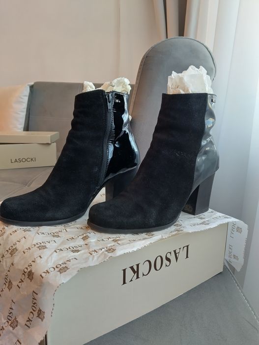 Боти Lasocki - черни , естествена кожа