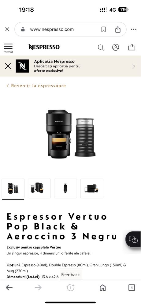 Espressor Vertuo Pop Aqua Mint & Aeroccino 3 Negru