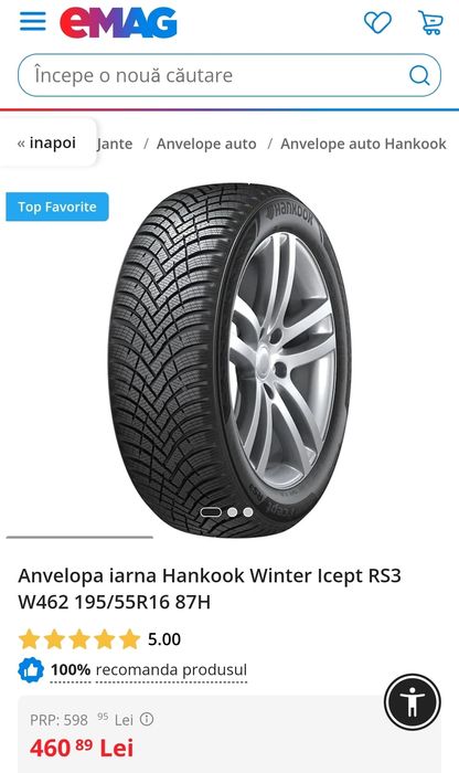 Vând 4 jante de aliaj noi 4x100 cu 4 cauciucuri iarnă noi Hankook R16