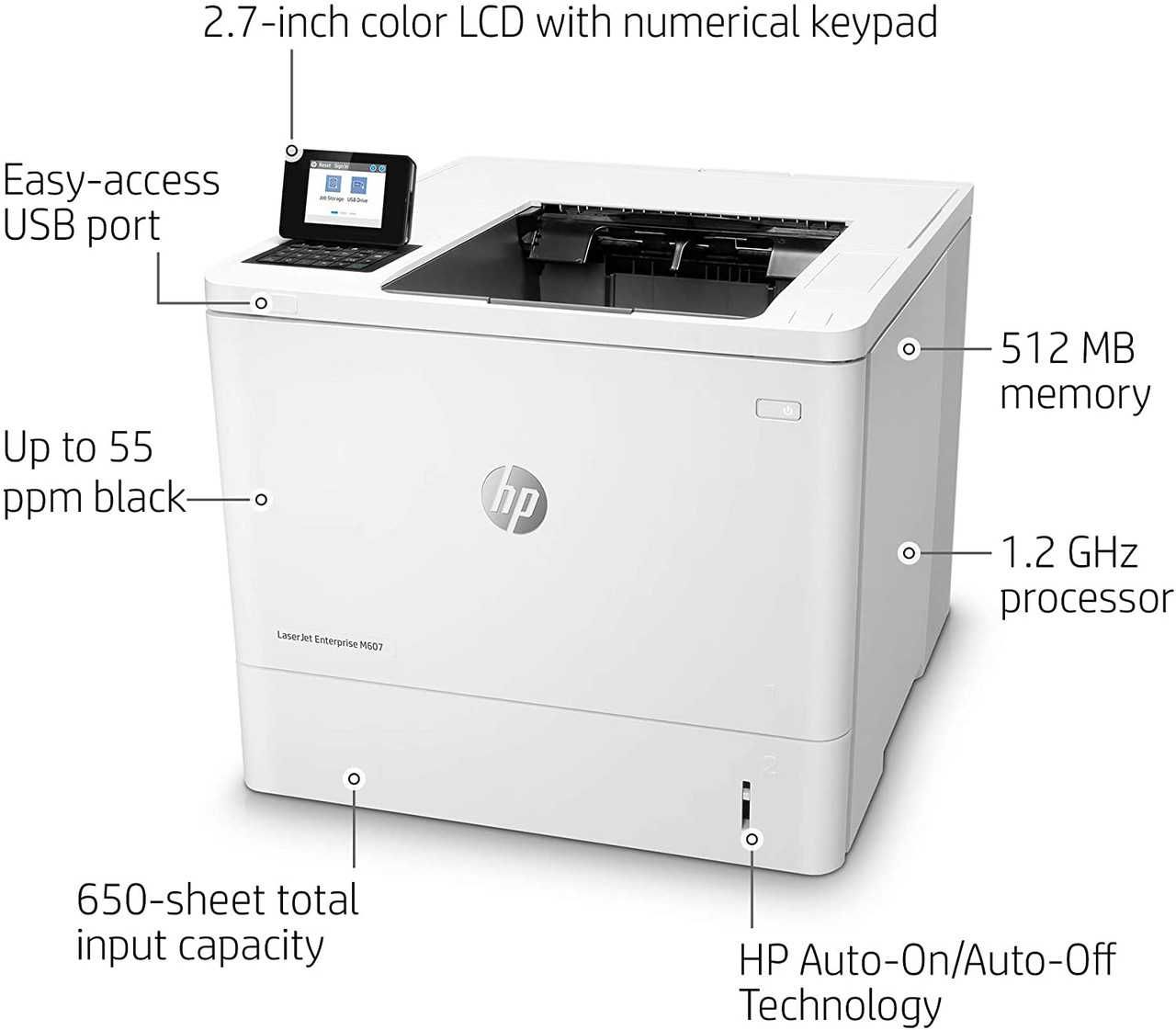 Скоростной принтер для большого офиса HP LaserJet Enterprise M607n