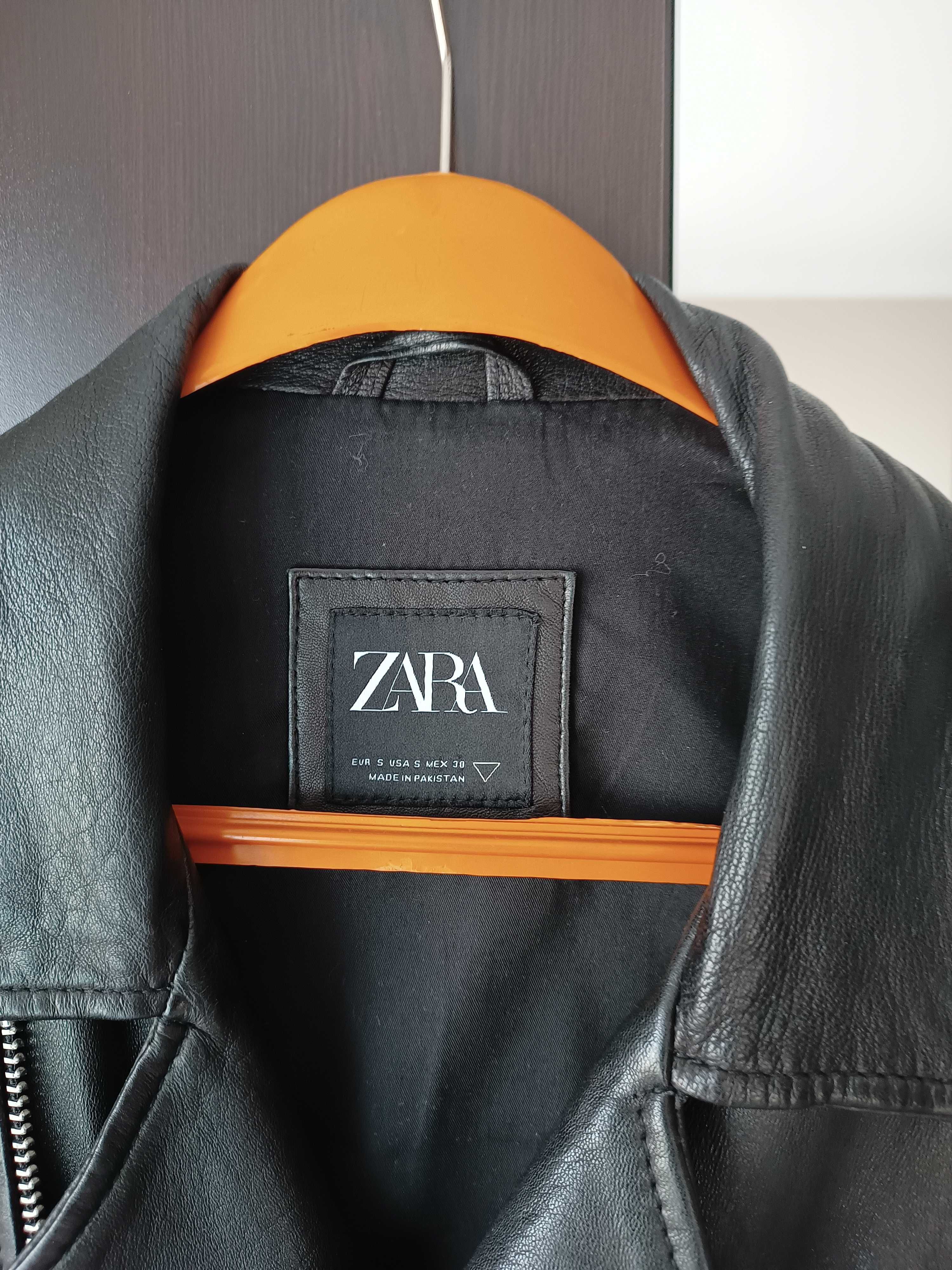 Яке от естествена кожа на Zara, размер S