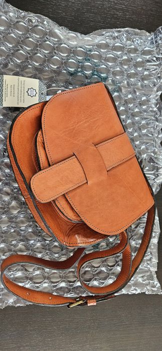 Geantă din piele naturală handmade – Maroc, nouă