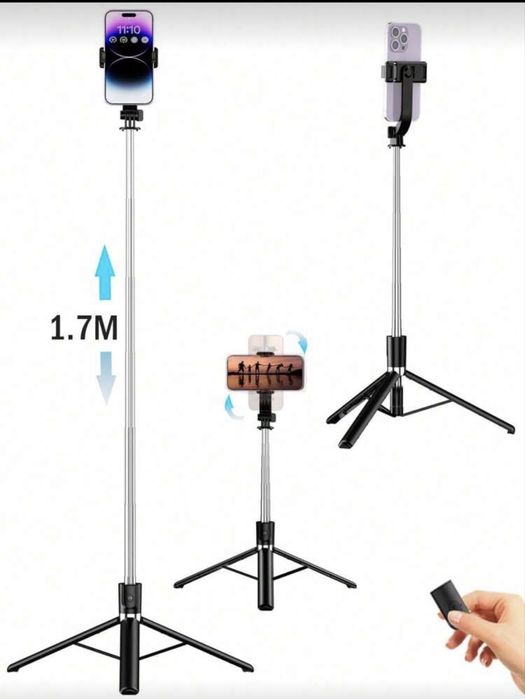 Селфи стик с bluetooth и приставка за самостоятелно снимане