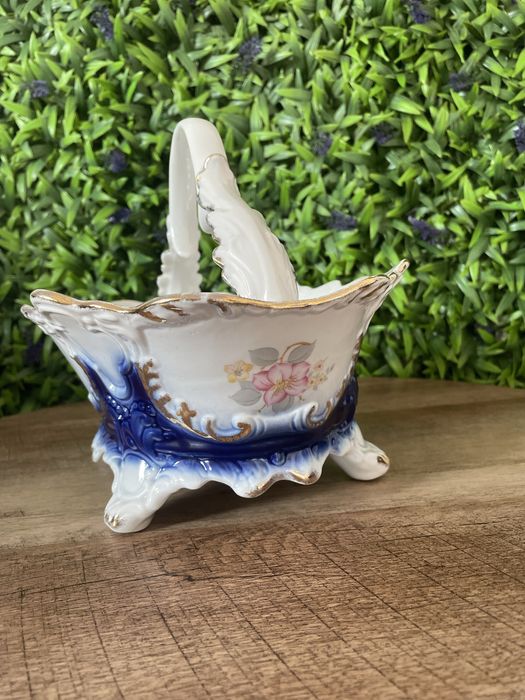 Antique fine porcelain floral basket