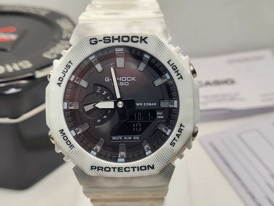 Ceas Sport Casio G-Shock GA-2100 Dirty White – Nou, Garanție 2 Ani