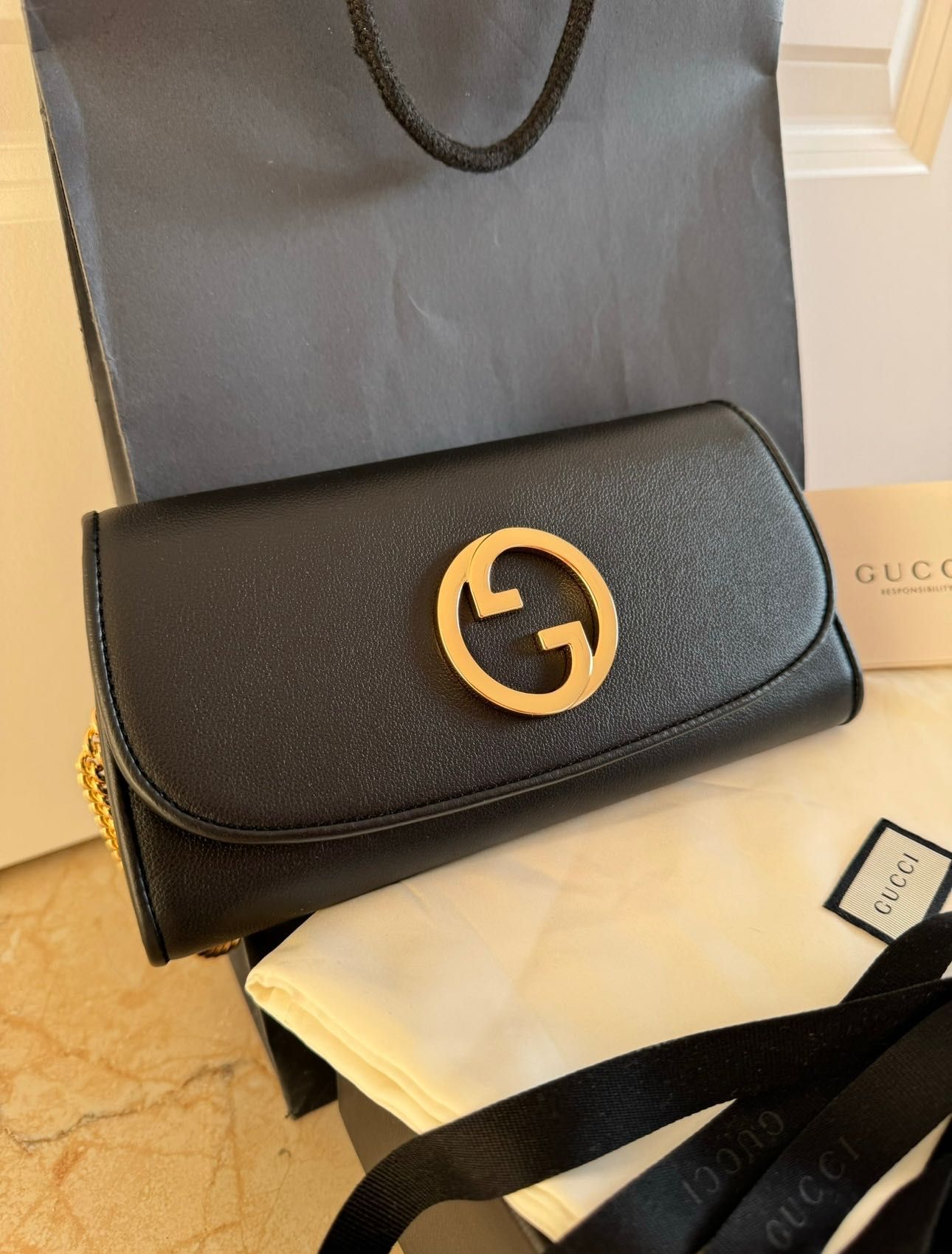 Geanta Gucci originala tip poșeta cu lanț Blondie noua cu factura