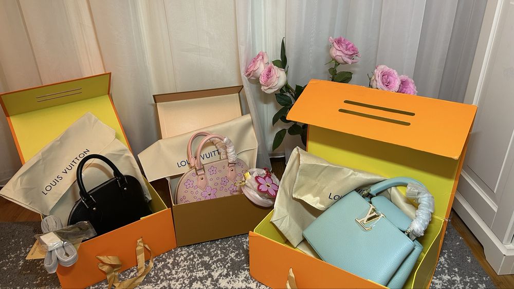 Geanta Louis vuitton piele naturala pe stoc trei bucati