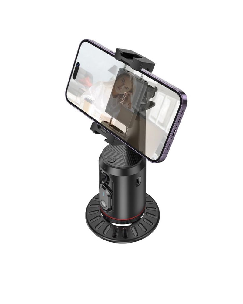 Suport Selfie Hoco cu Telecomanda Bluetooth Rotativ 360 Detectie Fata