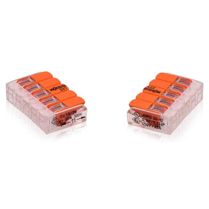 Клеми -Wago: КУТИЯ с 25 бр. с 5 проводни - 23 лв.