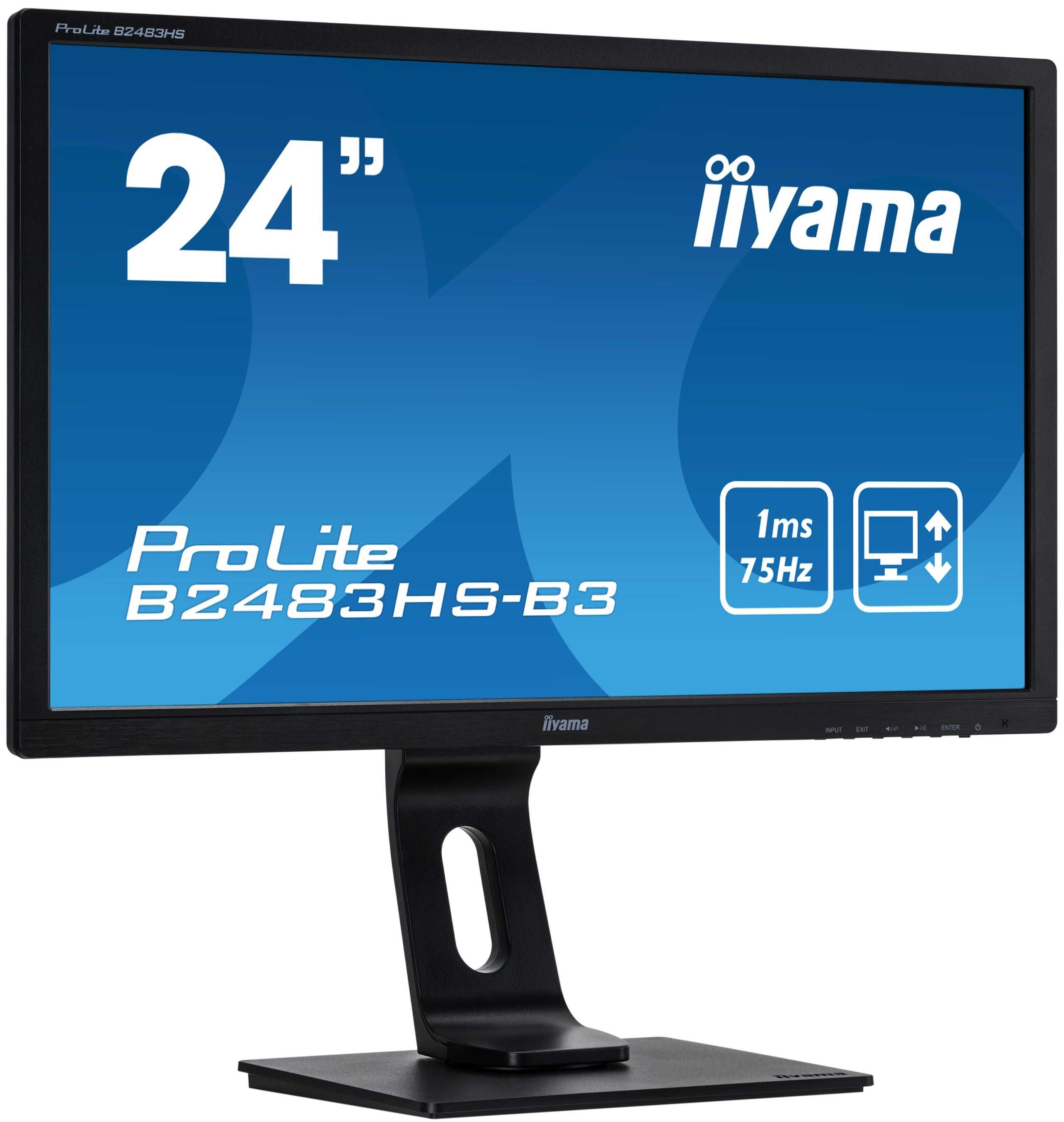 Monitor LED Iiyama ProLite 24", Full HD, HDMI, Boxe, Negru, B2483HS-B1