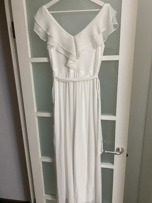 Rochie Alba, DKNY, Lunga, marimea 34/36, stil Zara/mango