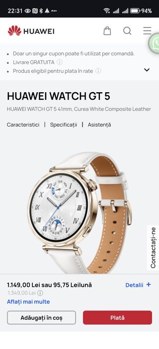 Huawei Smartwatch GT 5 NOU, sigilat