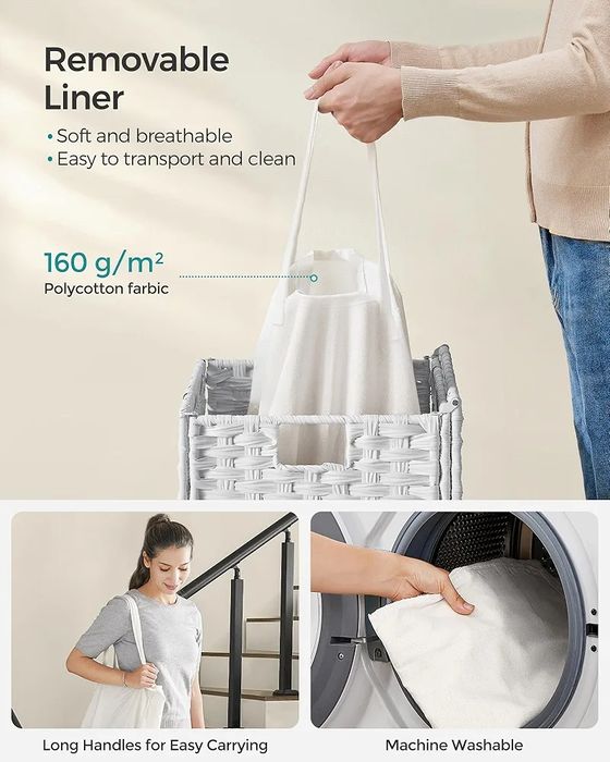 Coș pentru rufe/ Coș de depozitare pliabil din Ratan, Songmics, 90L