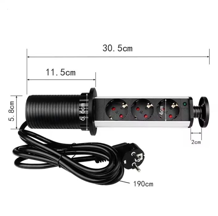 Priza incorporabila pull pop up cu 2xUSB