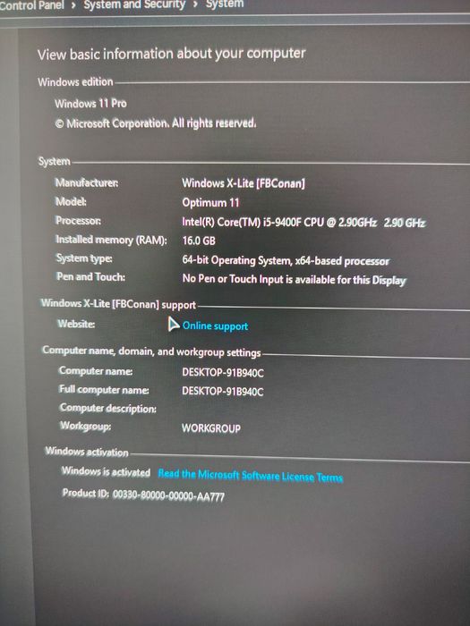 PC Gaming Asus Procesor Intel I5-9400F 2.90 GHz 16 GB GTX 1650 4GB
