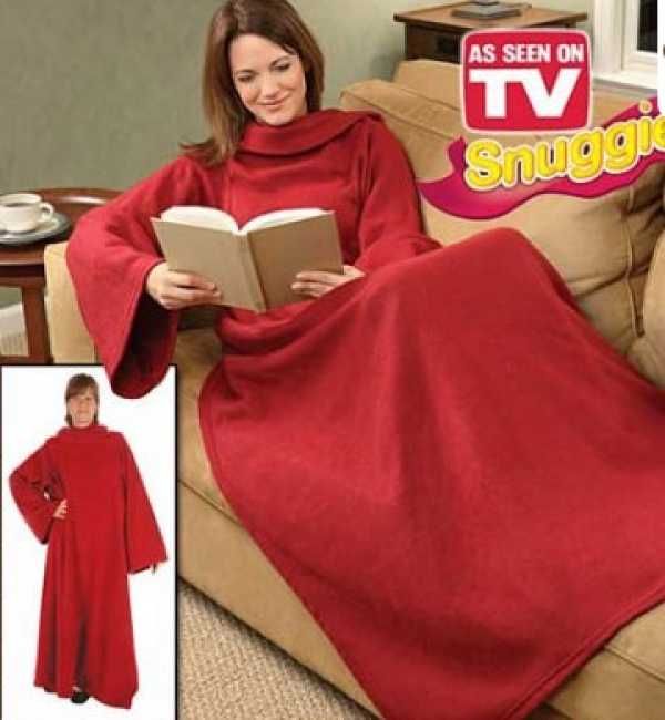 Одеяло с ръкави Snuggie в син, розов или червен цвят