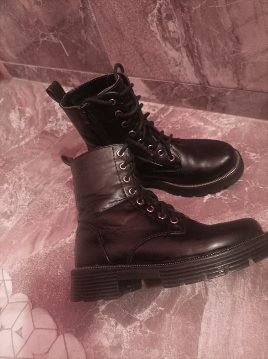 Ghete negre cu blană  pentru iarnă,talpa groasa