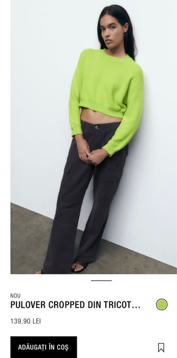 Pulover nou dama  Zara cropped din tricot nou cu eticheta