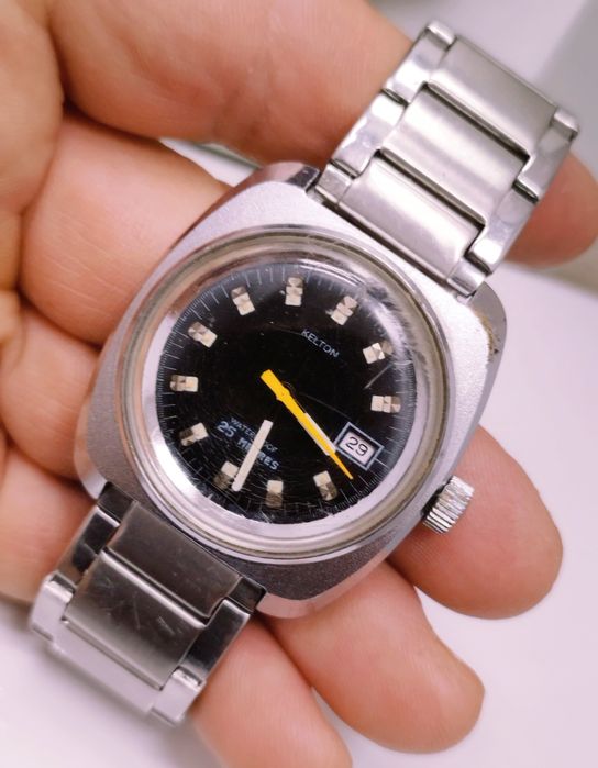 Ceas bărbătesc Kelton mecanic, mișcare M24, din anii 1970, oțel inox