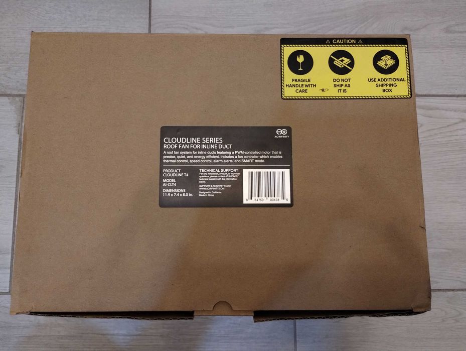 Ventilator inline AC Infinity Cloudline T4 100mm controler inteligent