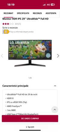 Monitor LG Ultrawide 29 inch