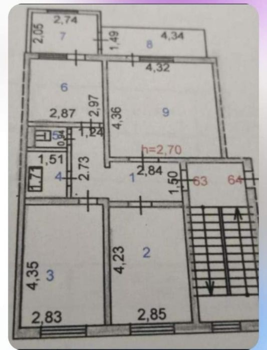3-комнатная квартира,Лен проект.
