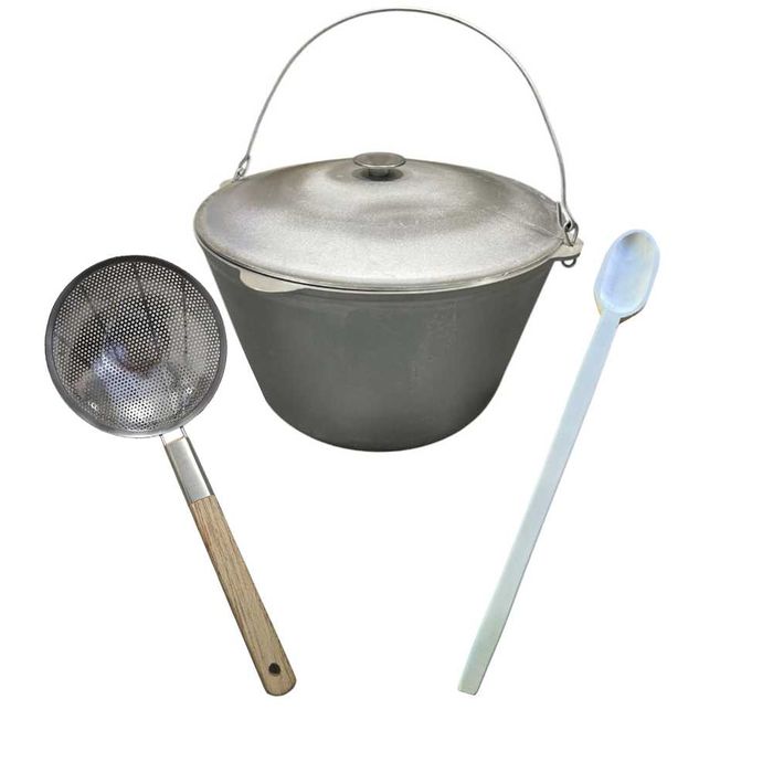 Ceaun Aluminiu cu capac + Paleta jumari + Lingura lemn