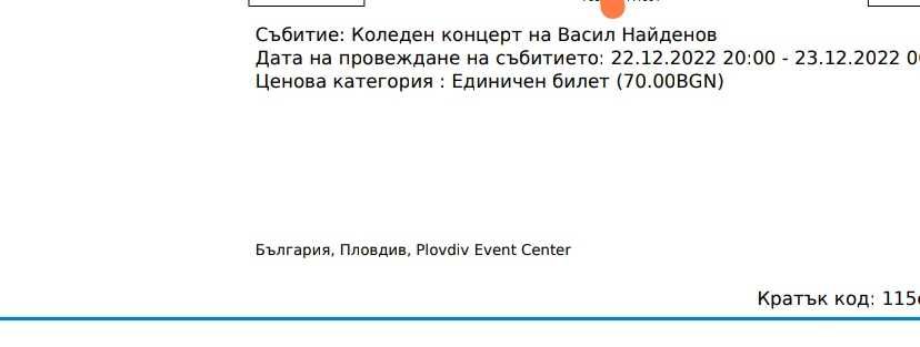 Билет за коледен концерт на Васил Найденов