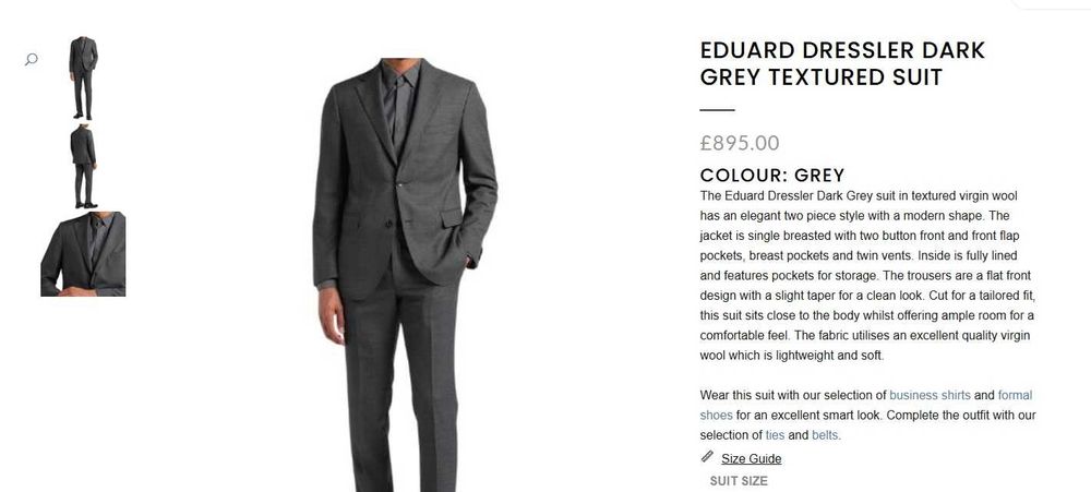 Sacou blazer de lux 42 XL Eduard Dressler lana super 100's gri antraci