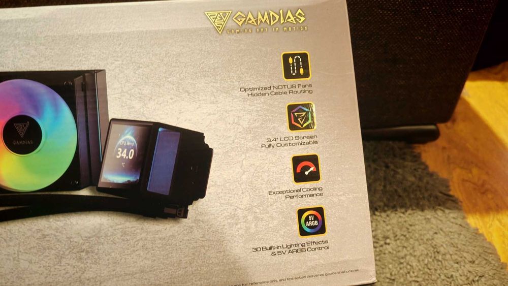 Водно охлаждане GAMDIAS CHIONE P5-360 WH AIO ARGB -3.4” IPS LCD, 360mm