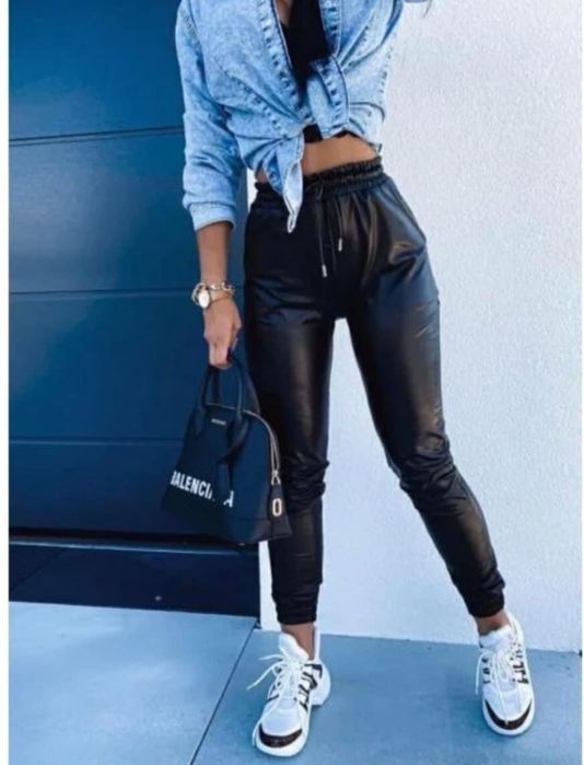 Pantaloni din piele vatuiti