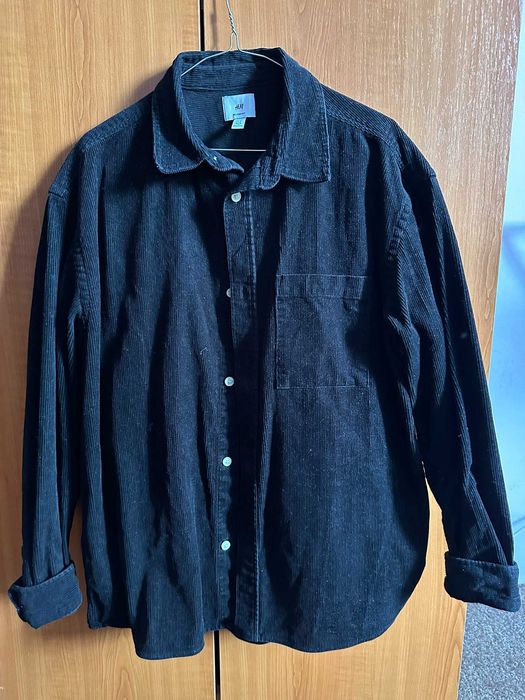Camasa neagra raiata barbati H&M