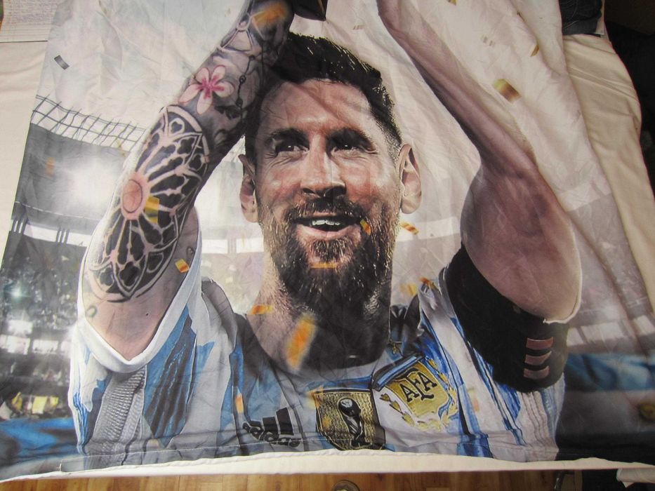 Cearceaf plic poza Messi la CM 2022 Qatar, stare f.buna