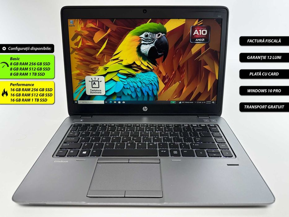 Laptop HP Elitebook AMD 16 gb 1 tb 14 inch Full HD Garantie 1 an