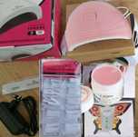 Set Unghii cu Lampa Roz Gel Colorat 100 tipsuri unghii false
