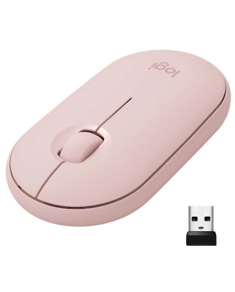 Мишка Logitech - Pebble M350, оптична, 1000 dpi, безжична, розова