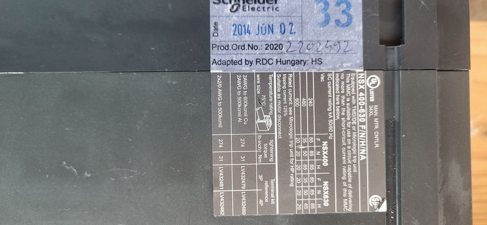 Întrerupător compact Schneider Electric NSX 400-630 F/N/H/Na 6,3 A 50/