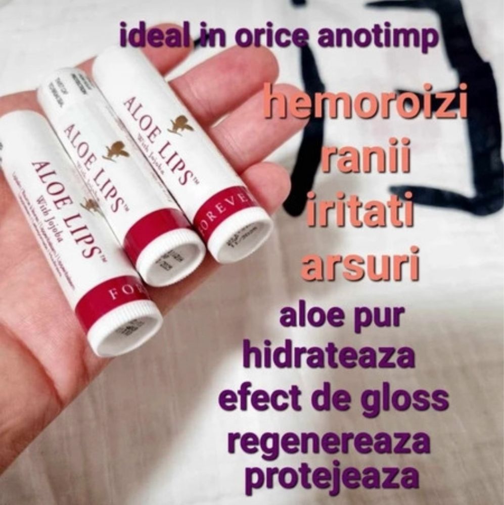 Aloe lips cu aloe vera, jojoba si 3 tipuri de ceara in