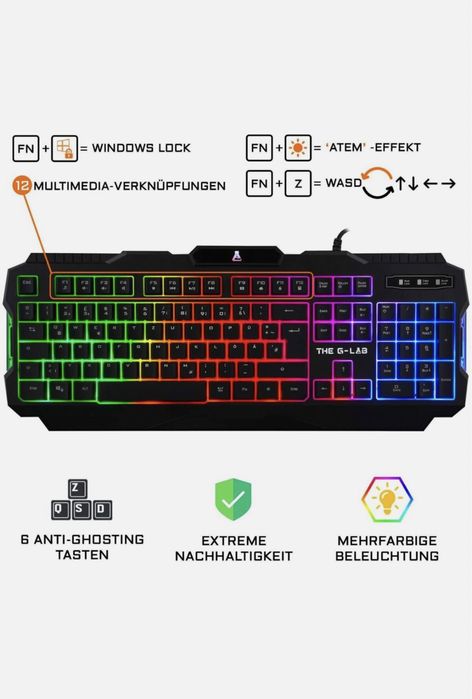Tastatura G-LAB Combo Argon Tastatura, Casti cu microfon, Mouse+Pad